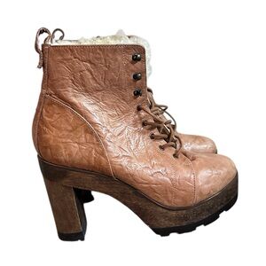 Kelsie Dagger Brooklyn Farren Lace-up heeled boot sz 8.5